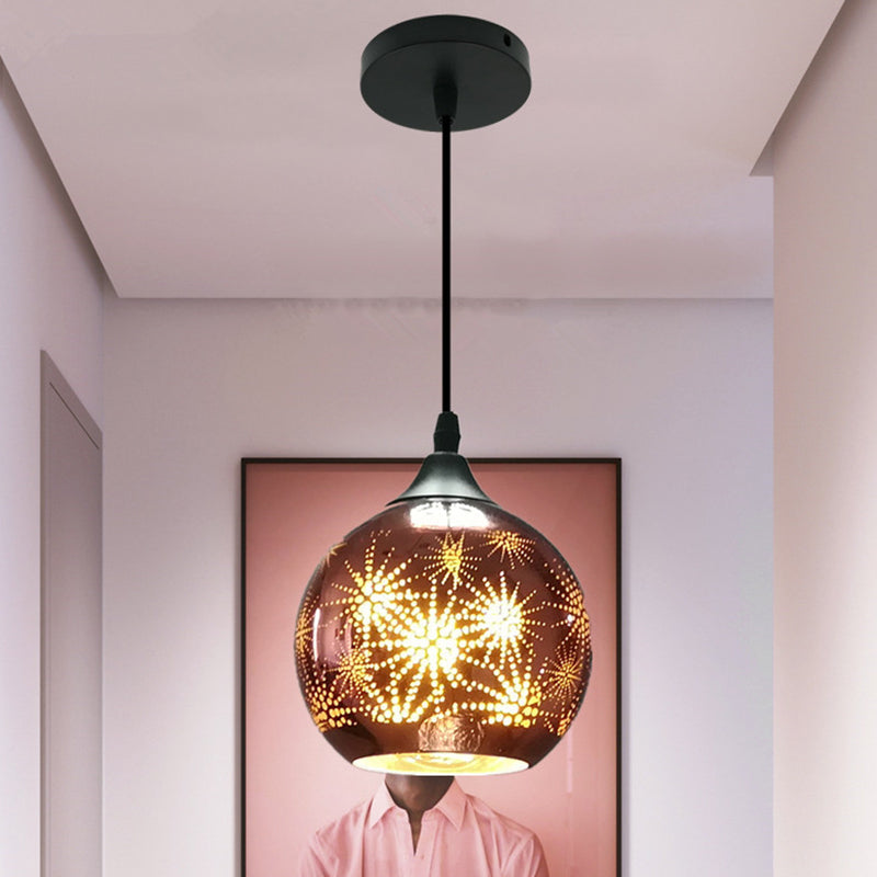 Modernist Firework Glass Bronze Ceiling Light - Stylish Globe Hanging Suspension Lighting for Corridor