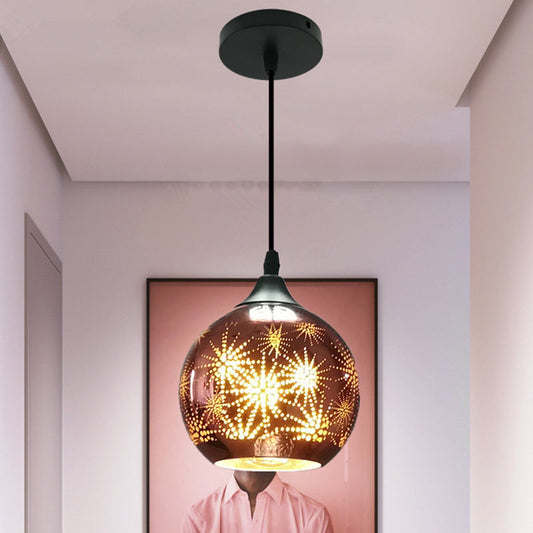Modernist Firework Glass Bronze Ceiling Light - Stylish Globe Hanging Suspension Lighting for Corridor