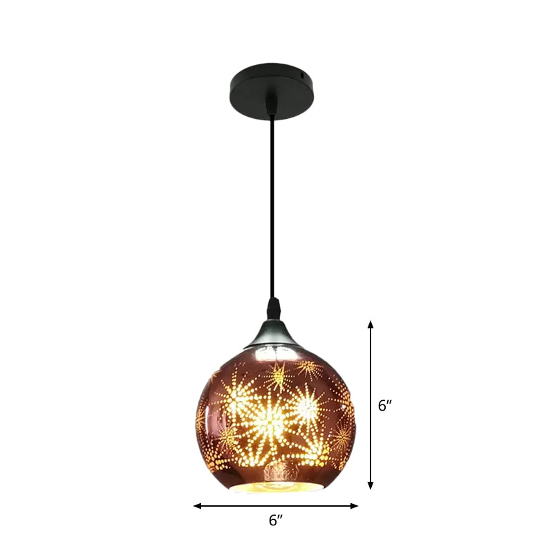 Modernist Firework Glass Bronze Ceiling Light - Stylish Globe Hanging Suspension Lighting for Corridor