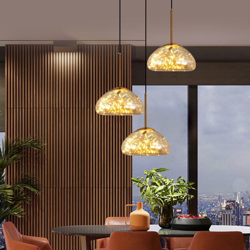 Sleek 1-Light Pendant Lamp with Glass Shade: Minimalist Elegance