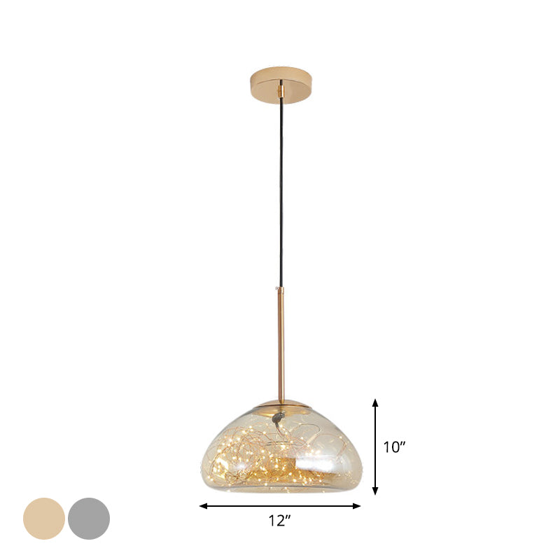 Sleek 1-Light Pendant Lamp with Glass Shade: Minimalist Elegance