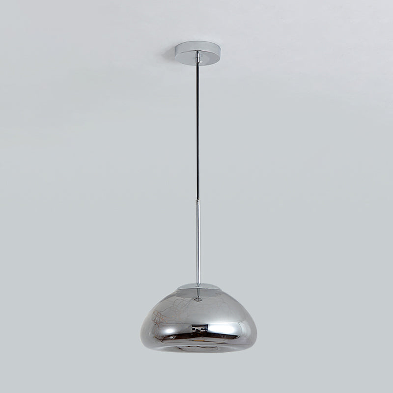 Minimalist Glass Pendant Light With Domed String Suspension - 1 Head Drop Lamp