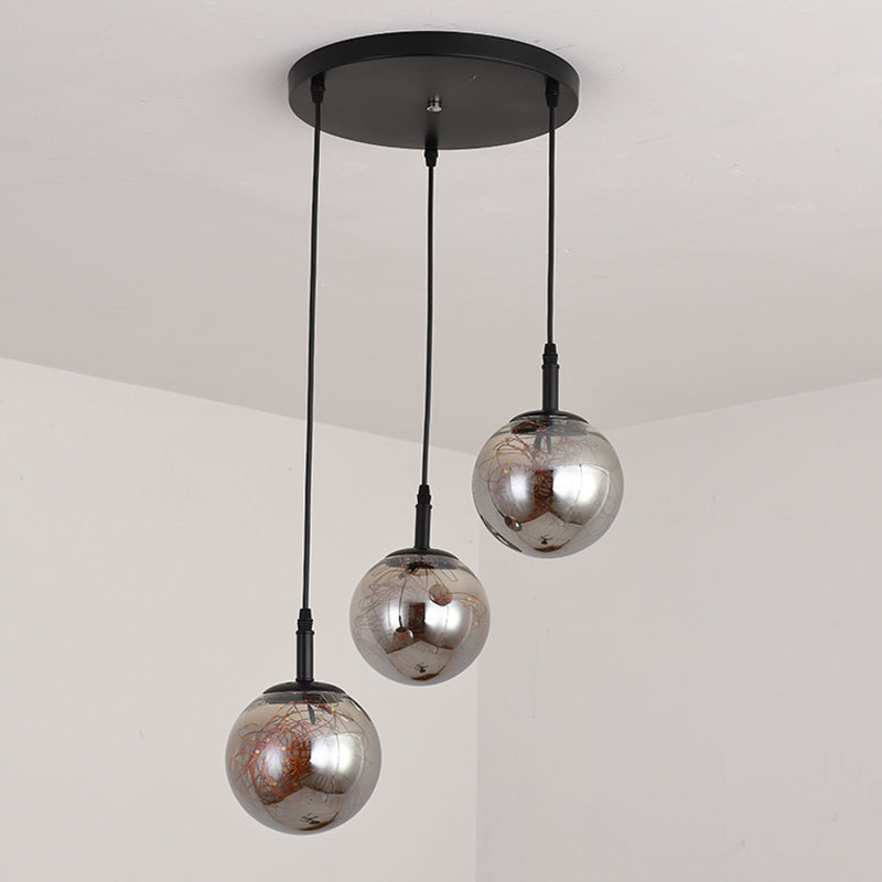 Simplicity Glass Bedroom Pendant Light: Spherical Cluster Design with Starry Hanging Lamp Kit