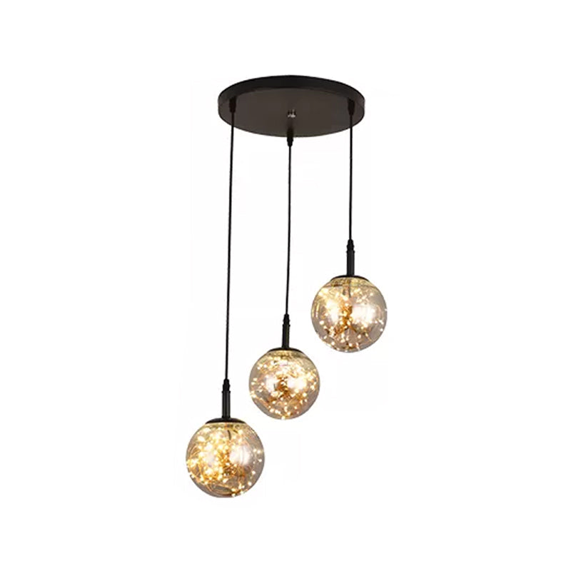 Simplicity Glass Bedroom Pendant Light: Spherical Cluster Design with Starry Hanging Lamp Kit