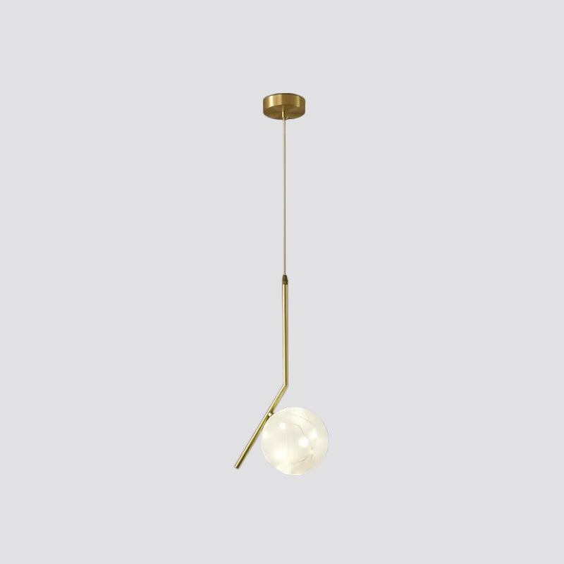 Brass Glass LED Pendant: Modern Sphere Ceiling Lamp for Dining Room