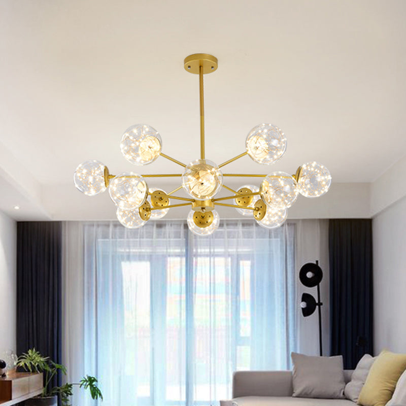 Lustre suspendu élégant avec suspension en verre à LED et design radial