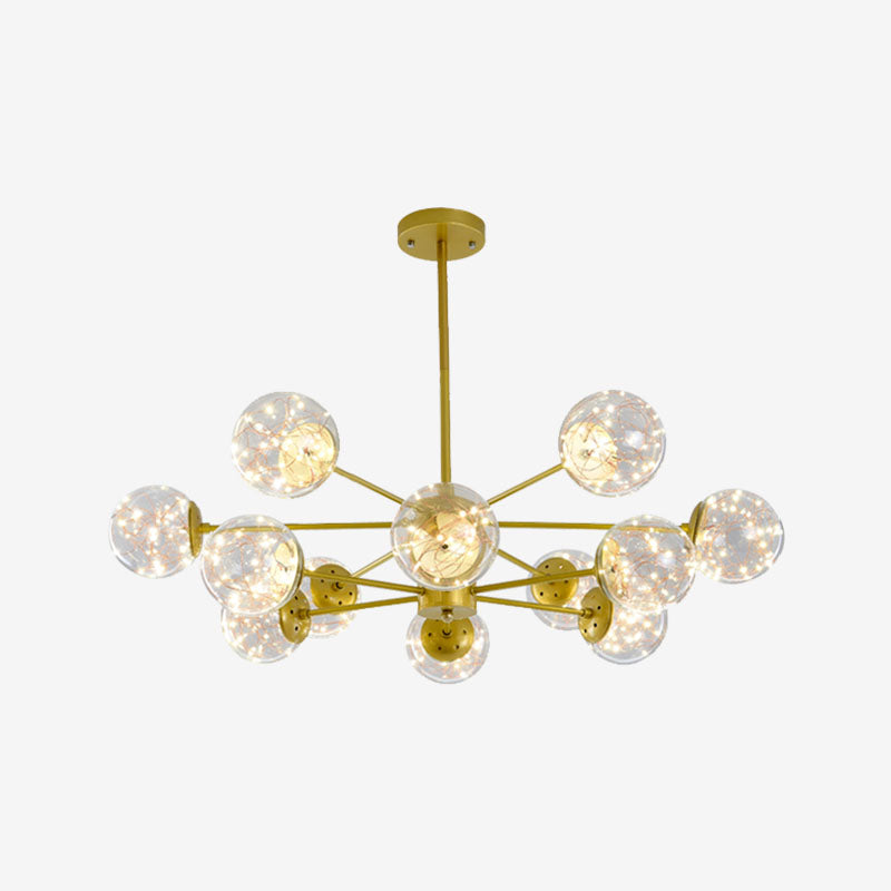 Lustre suspendu élégant avec suspension en verre à LED et design radial
