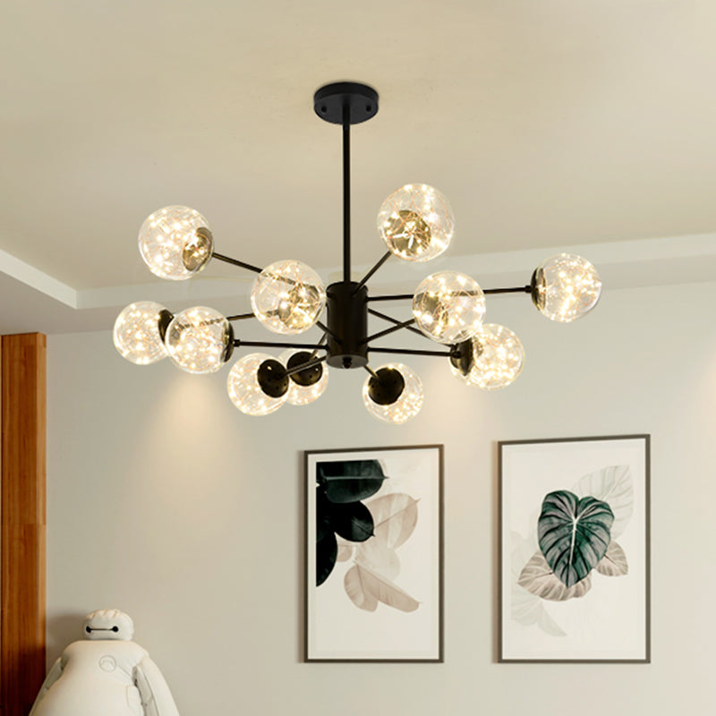 Lustre suspendu élégant avec suspension en verre à LED et design radial