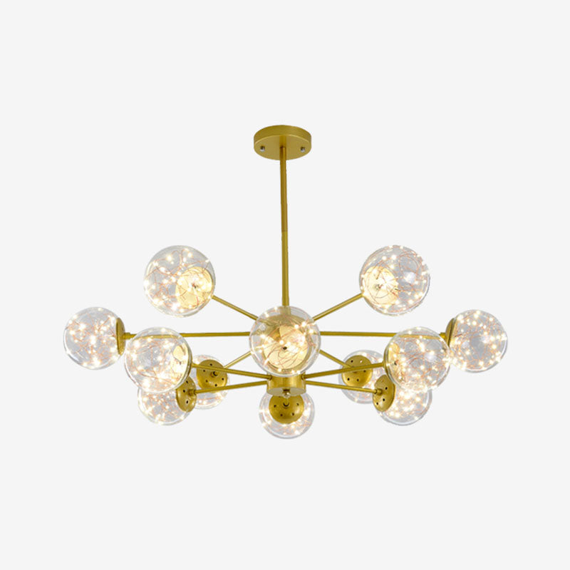 Lustre suspendu élégant avec suspension en verre à LED et design radial