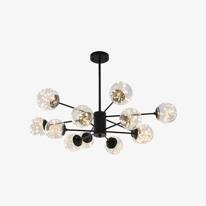 Lustre suspendu élégant avec suspension en verre à LED et design radial