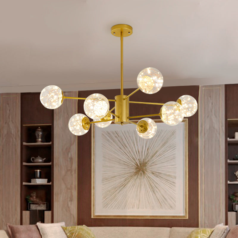 Lustre suspendu élégant avec suspension en verre à LED et design radial