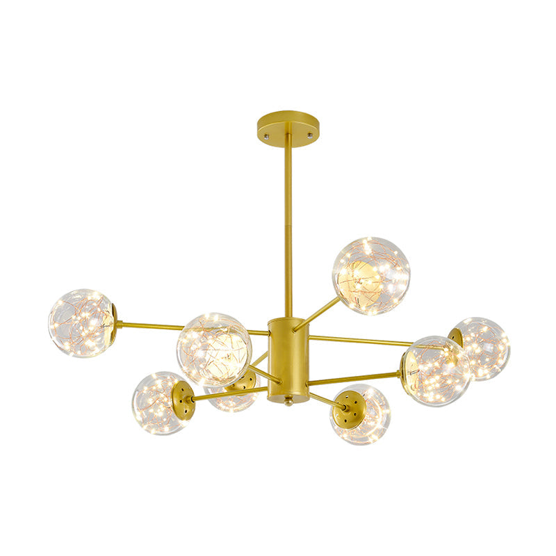 Lustre suspendu élégant avec suspension en verre à LED et design radial