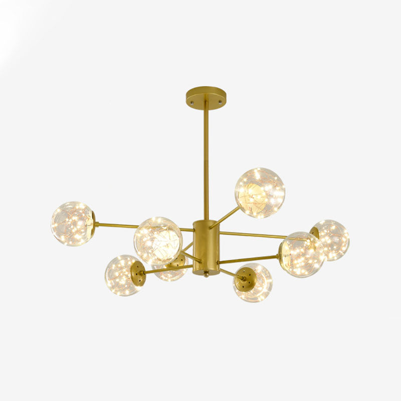 Lustre suspendu élégant avec suspension en verre à LED et design radial