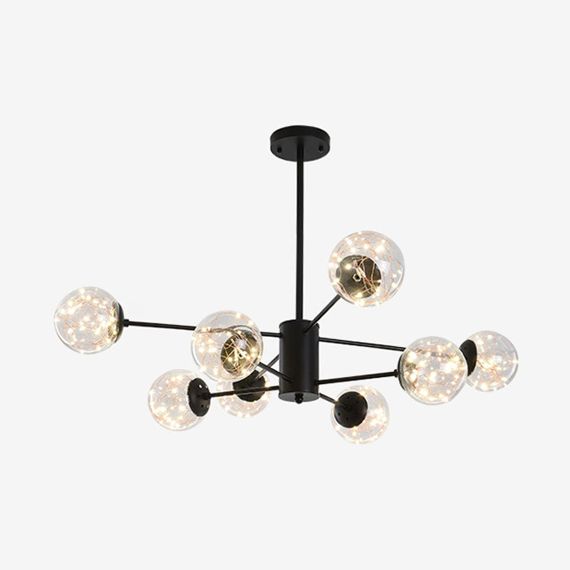 Lustre suspendu élégant avec suspension en verre à LED et design radial