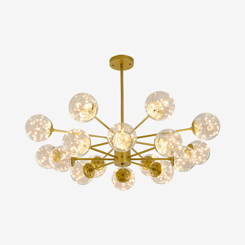 Lustre suspendu élégant avec suspension en verre à LED et design radial