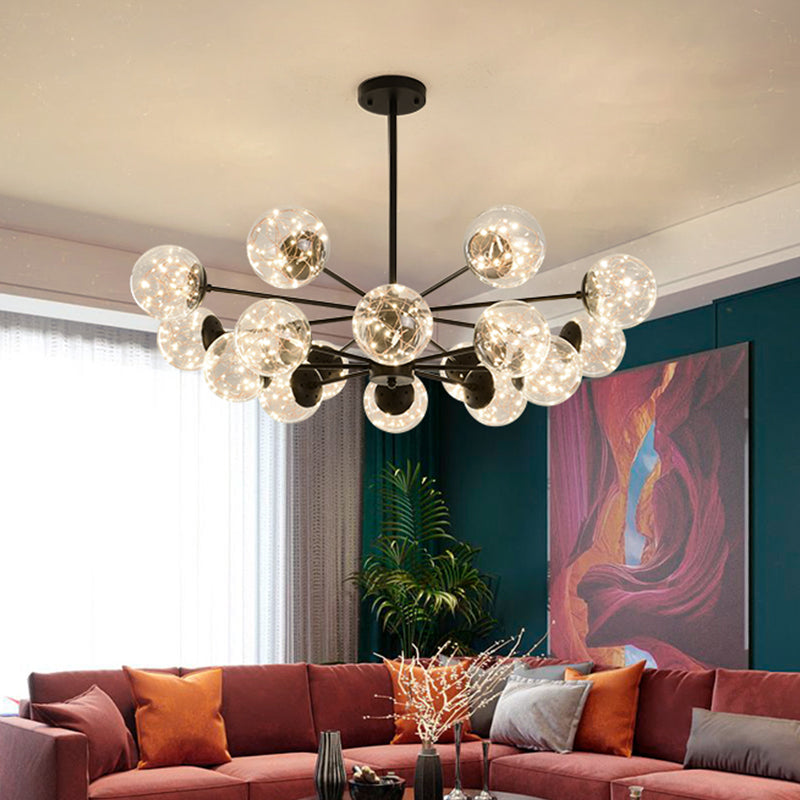 Lustre suspendu élégant avec suspension en verre à LED et design radial