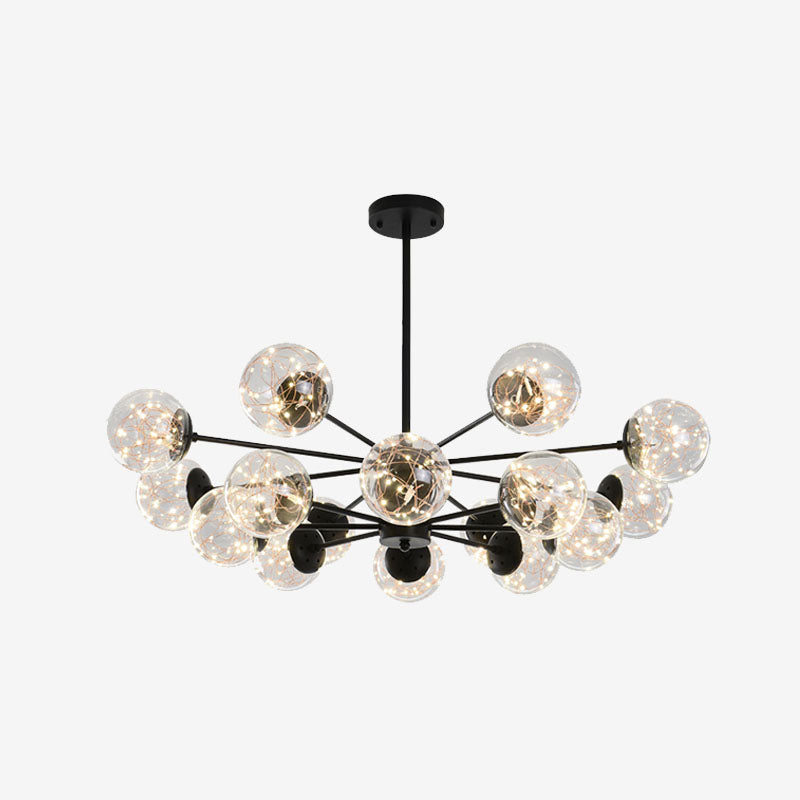 Lustre suspendu élégant avec suspension en verre à LED et design radial