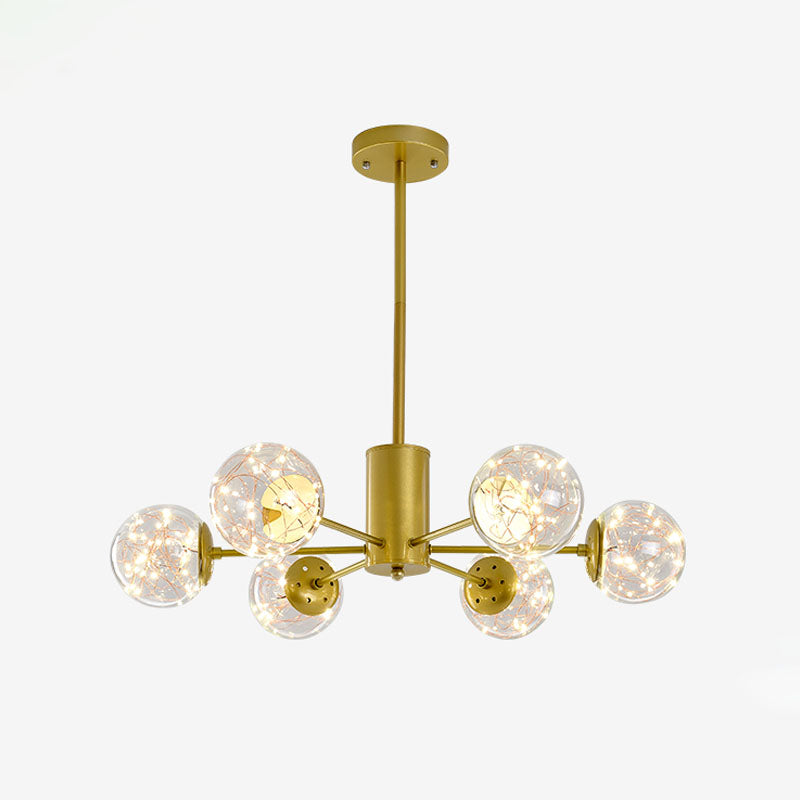 Lustre suspendu élégant avec suspension en verre à LED et design radial