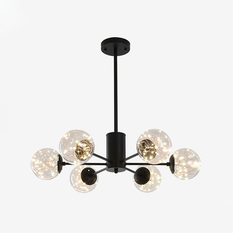Lustre suspendu élégant avec suspension en verre à LED et design radial