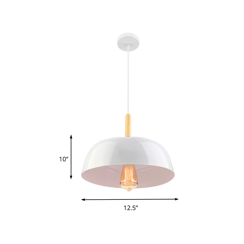 Sleek Metal Bowl Ceiling Lamp - Simple Style, 1 Light Black/White Pendant Light for Dining Room - 12.5"/19" Wide