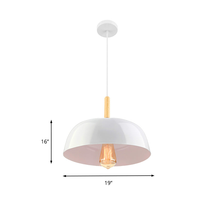 Sleek Metal Bowl Ceiling Lamp - Simple Style, 1 Light Black/White Pendant Light for Dining Room - 12.5"/19" Wide