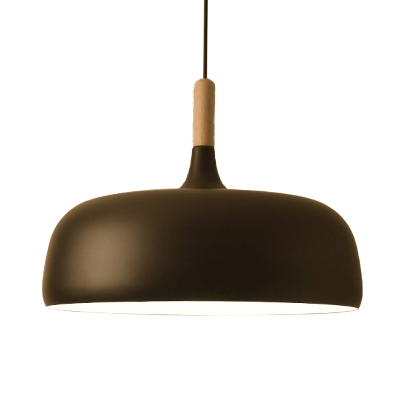 Sleek Metal Bowl Ceiling Lamp - Simple Style, 1 Light Black/White Pendant Light for Dining Room - 12.5"/19" Wide