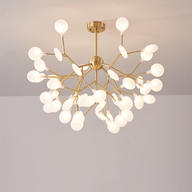 Minimalist LED Acrylic Branch Chandelier in Brass for Living Room