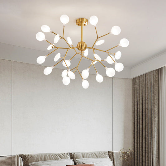 Minimalist LED Acrylic Branch Chandelier in Brass for Living Room