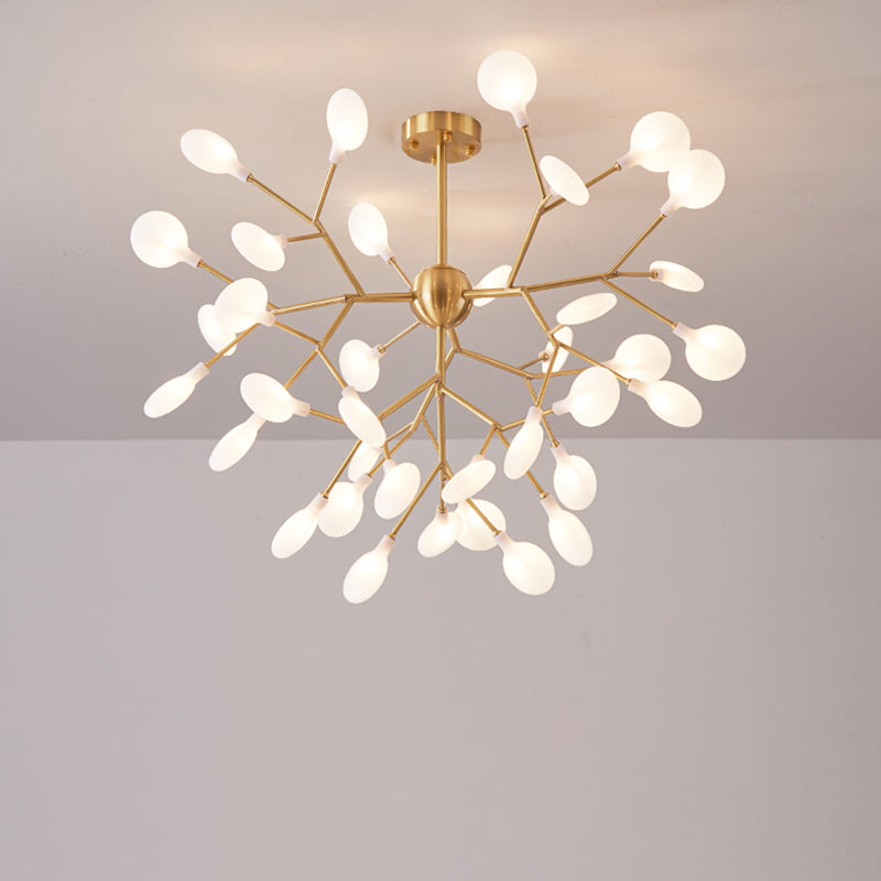 Minimalist LED Acrylic Branch Chandelier in Brass for Living Room