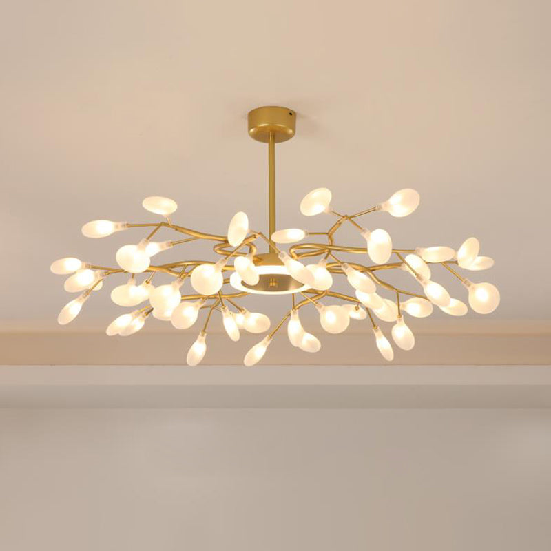 Lustre suspendu moderne nordique doré en forme de luciole - Luminaire suspendu à LED pour salon