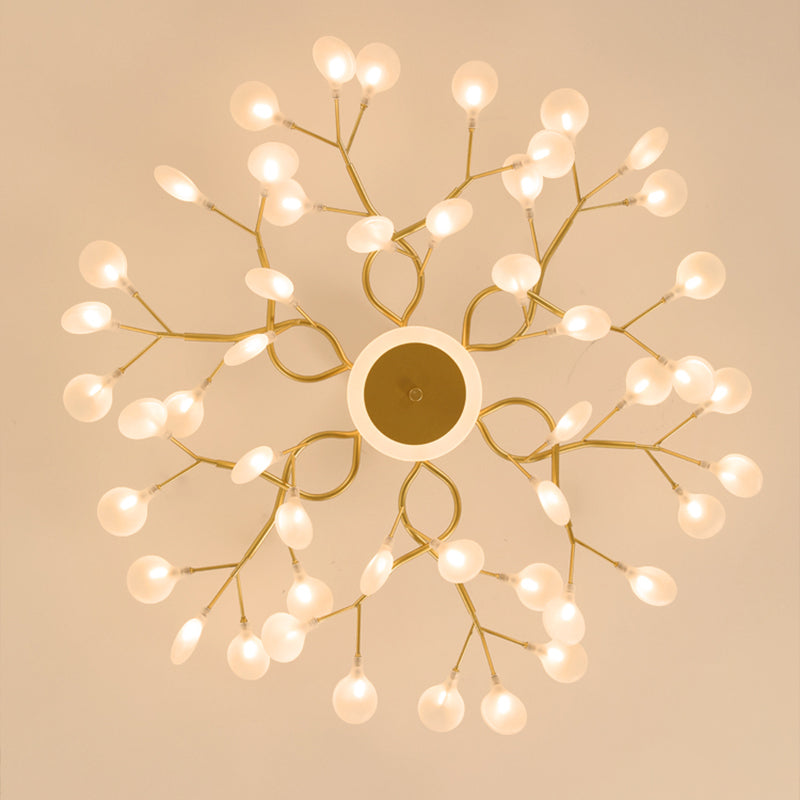 Lustre suspendu moderne nordique doré en forme de luciole - Luminaire suspendu à LED pour salon