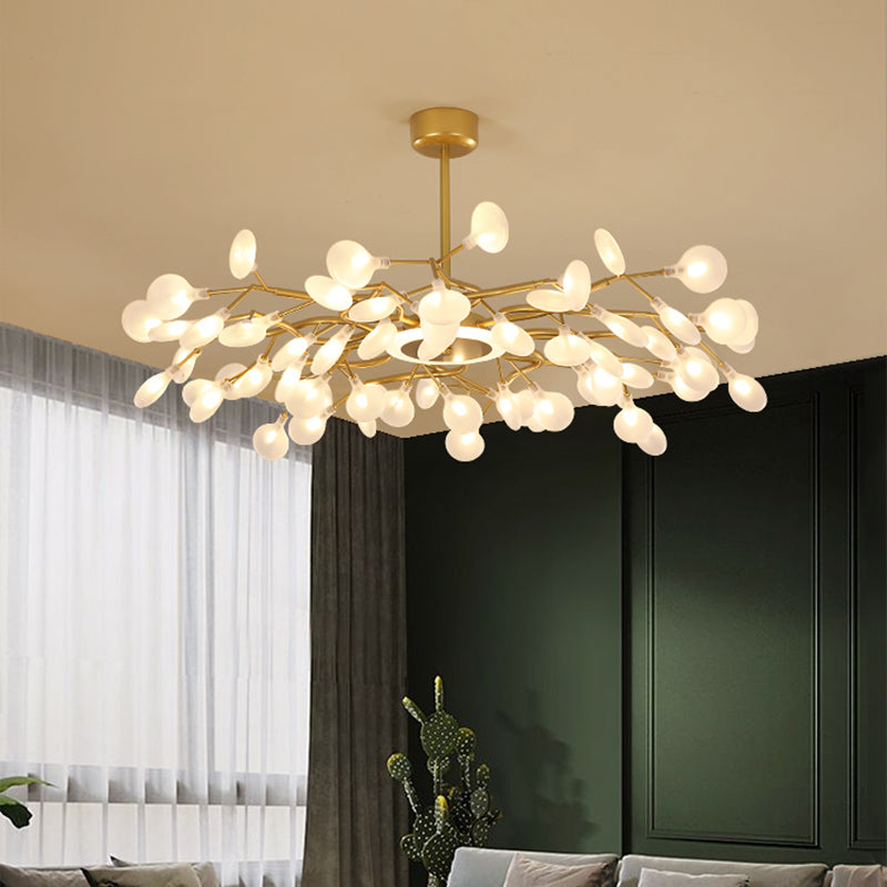 Lustre suspendu moderne nordique doré en forme de luciole - Luminaire suspendu à LED pour salon