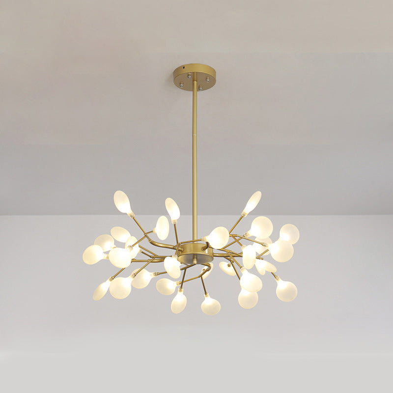 Branch-Like Wireframe Led Chandelier: Modern Metal Hanging Light For Living Room 30 / Gold C