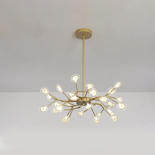 Branch-Like Wireframe Led Chandelier: Modern Metal Hanging Light For Living Room 30 / Gold B
