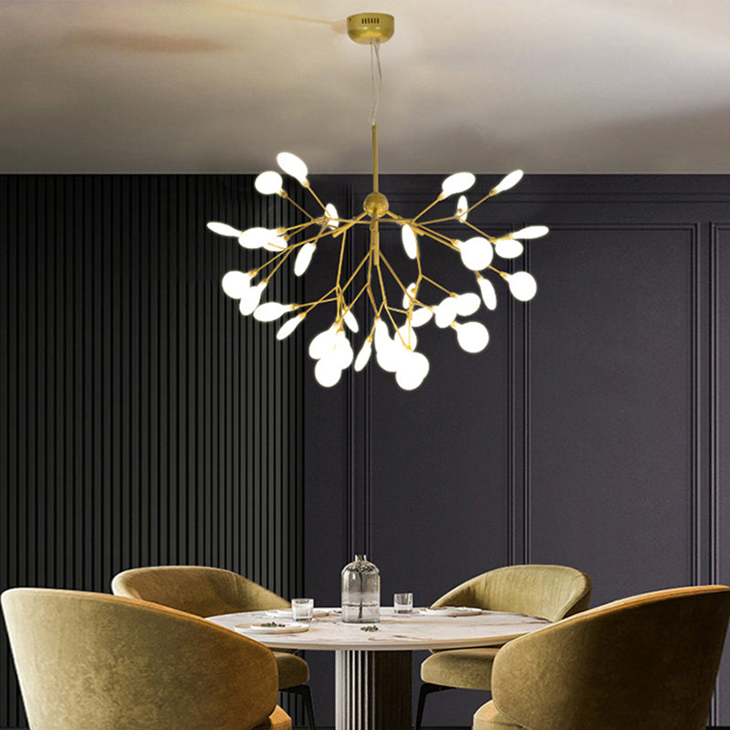 Lustre suspendu LED doré moderne pour salle à manger - Design de branche en acrylique