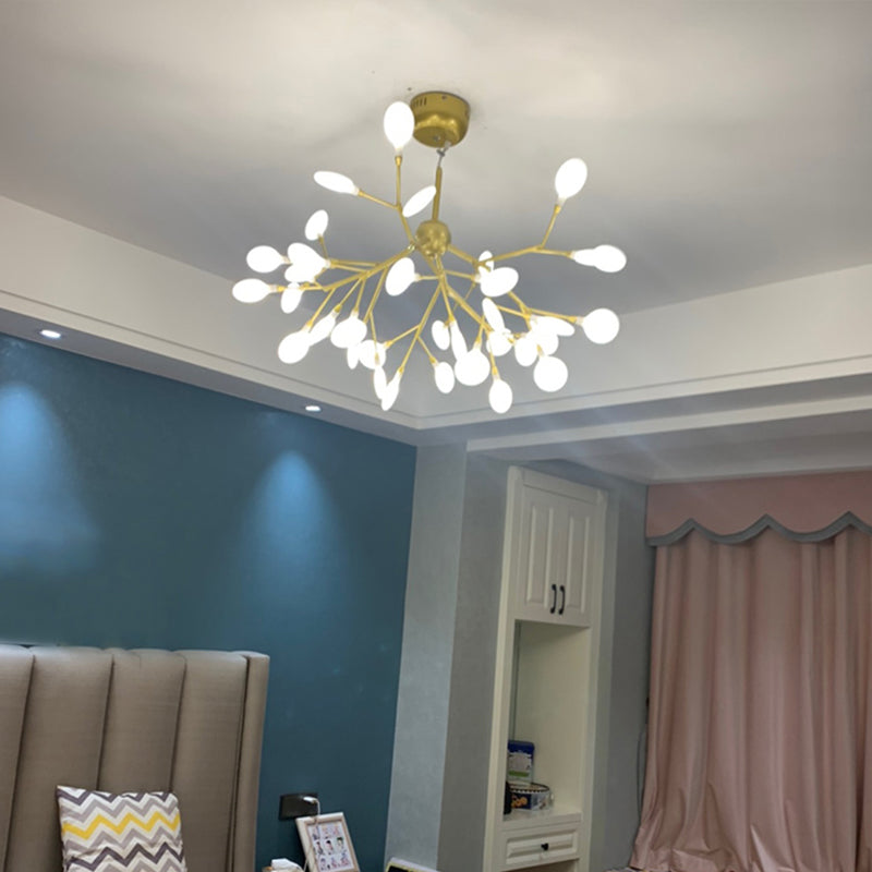 Lustre suspendu LED doré moderne pour salle à manger - Design de branche en acrylique