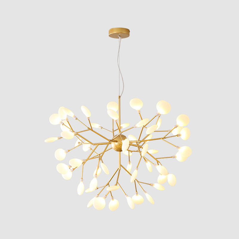 Contemporary Gold Leaf Led Chandelier: Acrylic Ceiling Lamp 54 /