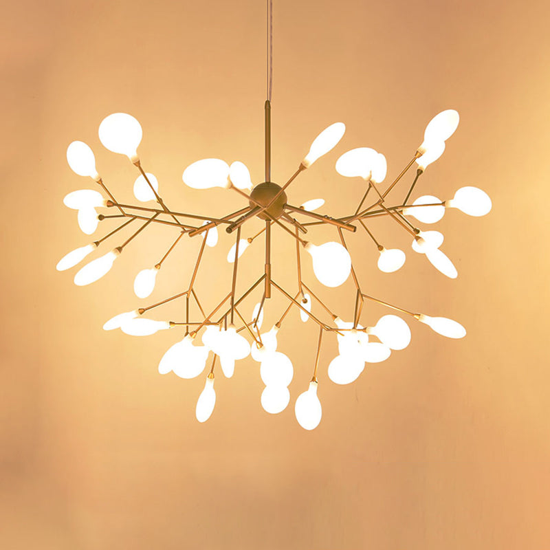 Simplicity Leaf Chandelier Lamp: Acrylic Living Room Pendant with LED Drop and Branch-Like Design