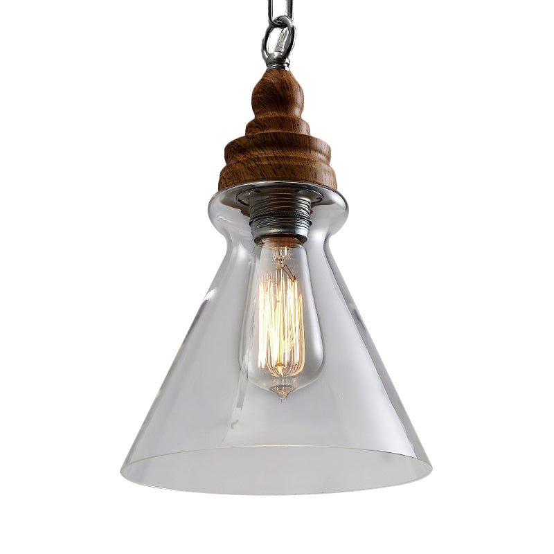 Clear Glass Pendant Lighting Modernist Ceiling Lamp for Restaurant - Globe/Bowl/Cone Design - 1 Light Brown - Includes Chain