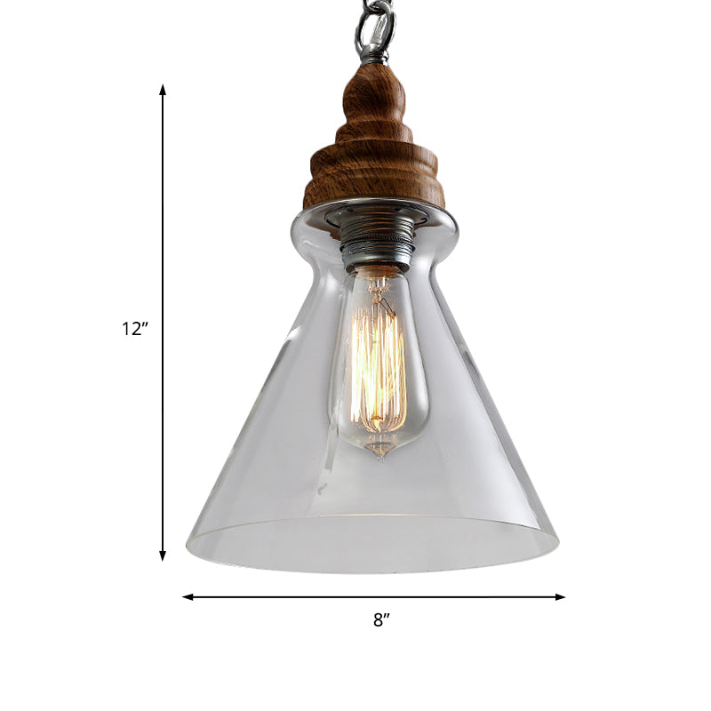Clear Glass Pendant Lighting Kit - Modernist 1-Light Brown Ceiling Lamp For Restaurants