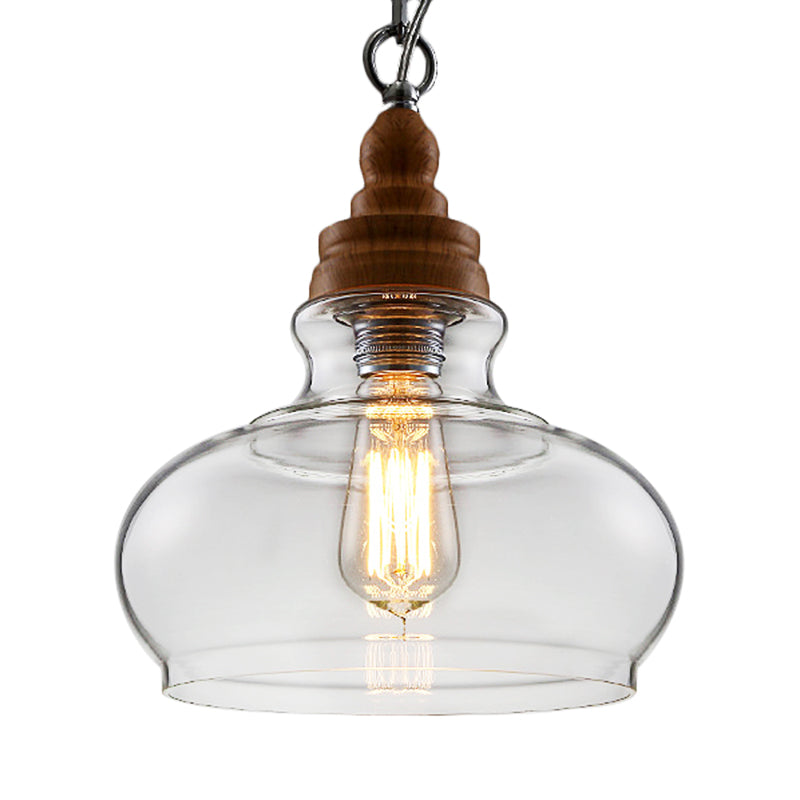 Clear Glass Pendant Lighting Kit - Modernist 1-Light Brown Ceiling Lamp For Restaurants