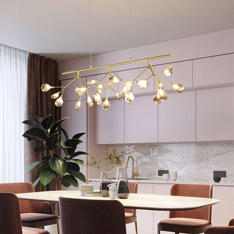 Smoke Grey Glass Firefly Hanging Lamp Kit: Simplicity 27-Light Island Dining Room Fixture