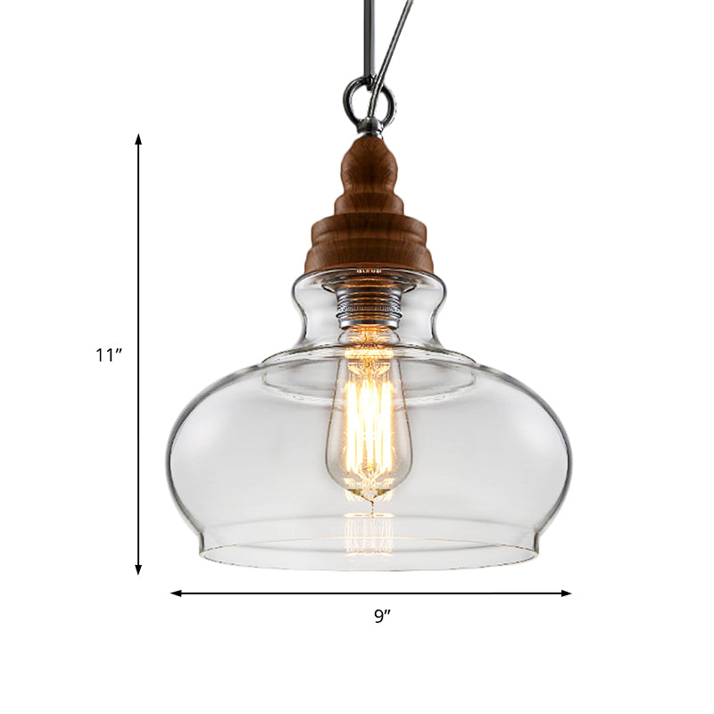 Clear Glass Pendant Lighting Kit - Modernist 1-Light Brown Ceiling Lamp For Restaurants