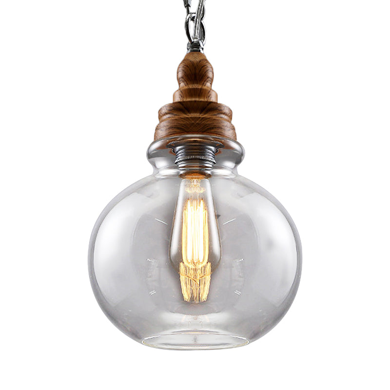 Clear Glass Pendant Lighting Kit - Modernist 1-Light Brown Ceiling Lamp For Restaurants