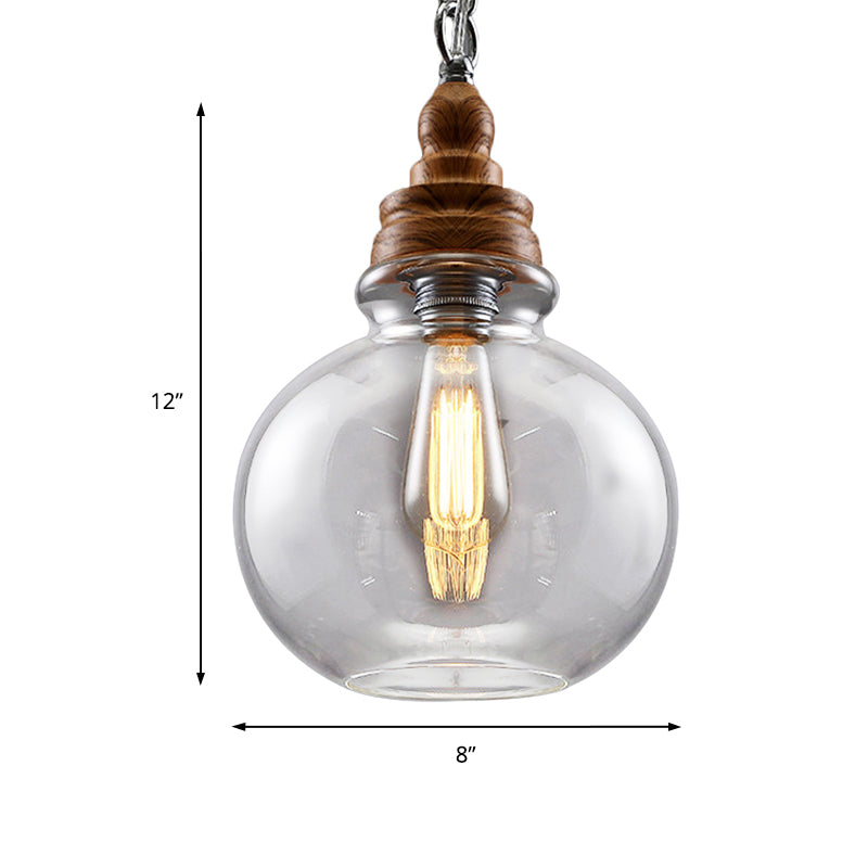 Clear Glass Pendant Lighting Kit - Modernist 1-Light Brown Ceiling Lamp For Restaurants