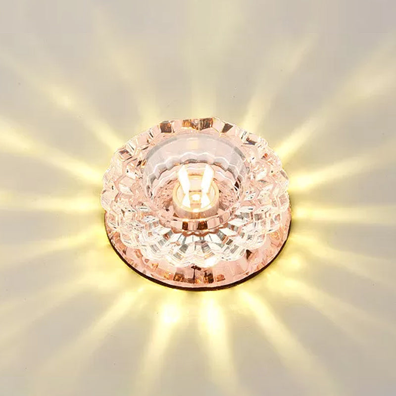 Modern Crystal Blossom LED Flush Mount Ceiling Fixture with Layered Design - Ideal for Corridors