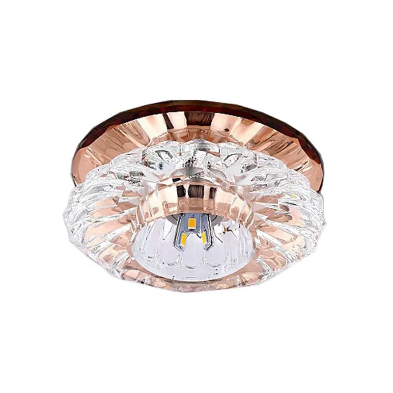 Modern Crystal Blossom LED Flush Mount Ceiling Fixture with Layered Design - Ideal for Corridors