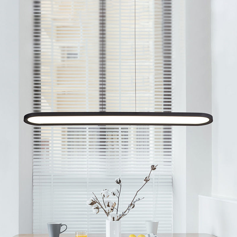 Plafonnier LED ovale en acrylique de 23,5"/35,5"/47" de large, gradation continue, chaud/blanc, télécommande (blanc/noir/marron)