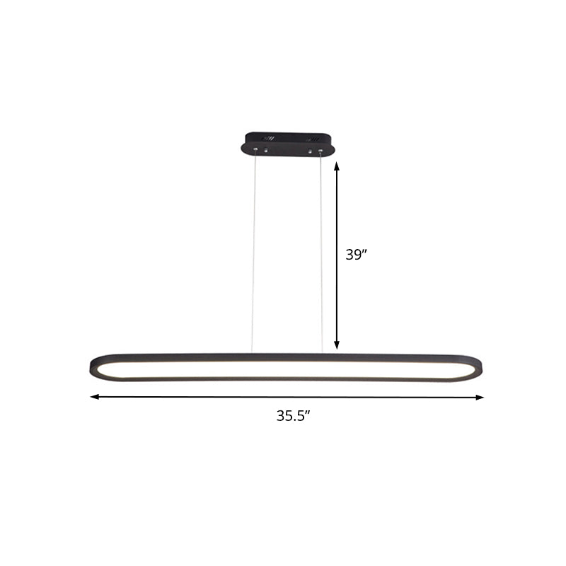 Plafonnier LED ovale en acrylique de 23,5"/35,5"/47" de large, gradation continue, chaud/blanc, télécommande (blanc/noir/marron)