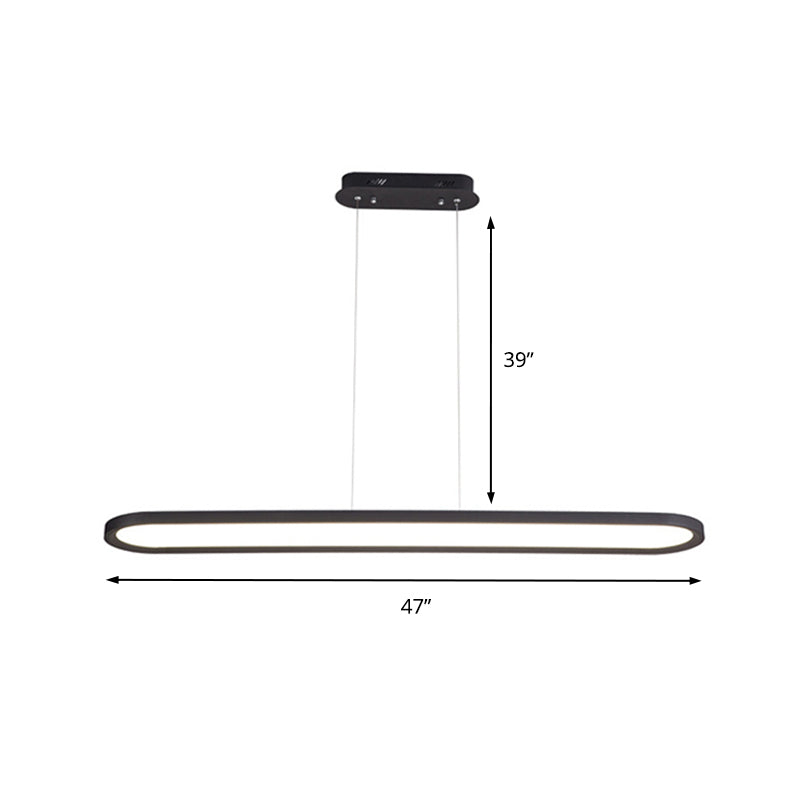 Plafonnier LED ovale en acrylique de 23,5"/35,5"/47" de large, gradation continue, chaud/blanc, télécommande (blanc/noir/marron)